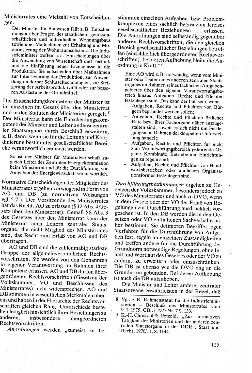 Verwaltungsrecht [Deutsche Demokratische Republik (DDR)], Lehrbuch 1988, Seite 125 (Verw.-R. DDR Lb. 1988, S. 125)