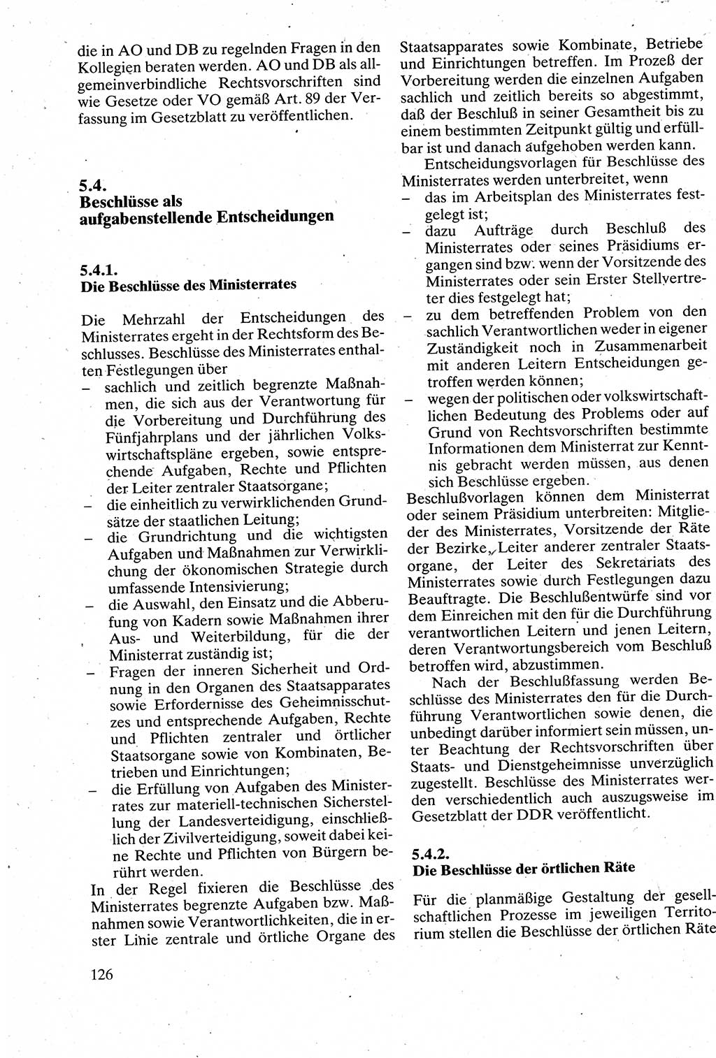 Verwaltungsrecht [Deutsche Demokratische Republik (DDR)], Lehrbuch 1988, Seite 126 (Verw.-R. DDR Lb. 1988, S. 126)