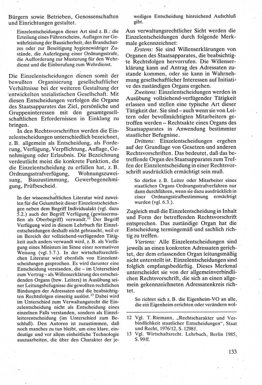 Verwaltungsrecht [Deutsche Demokratische Republik (DDR)], Lehrbuch 1988, Seite 133 (Verw.-R. DDR Lb. 1988, S. 133)