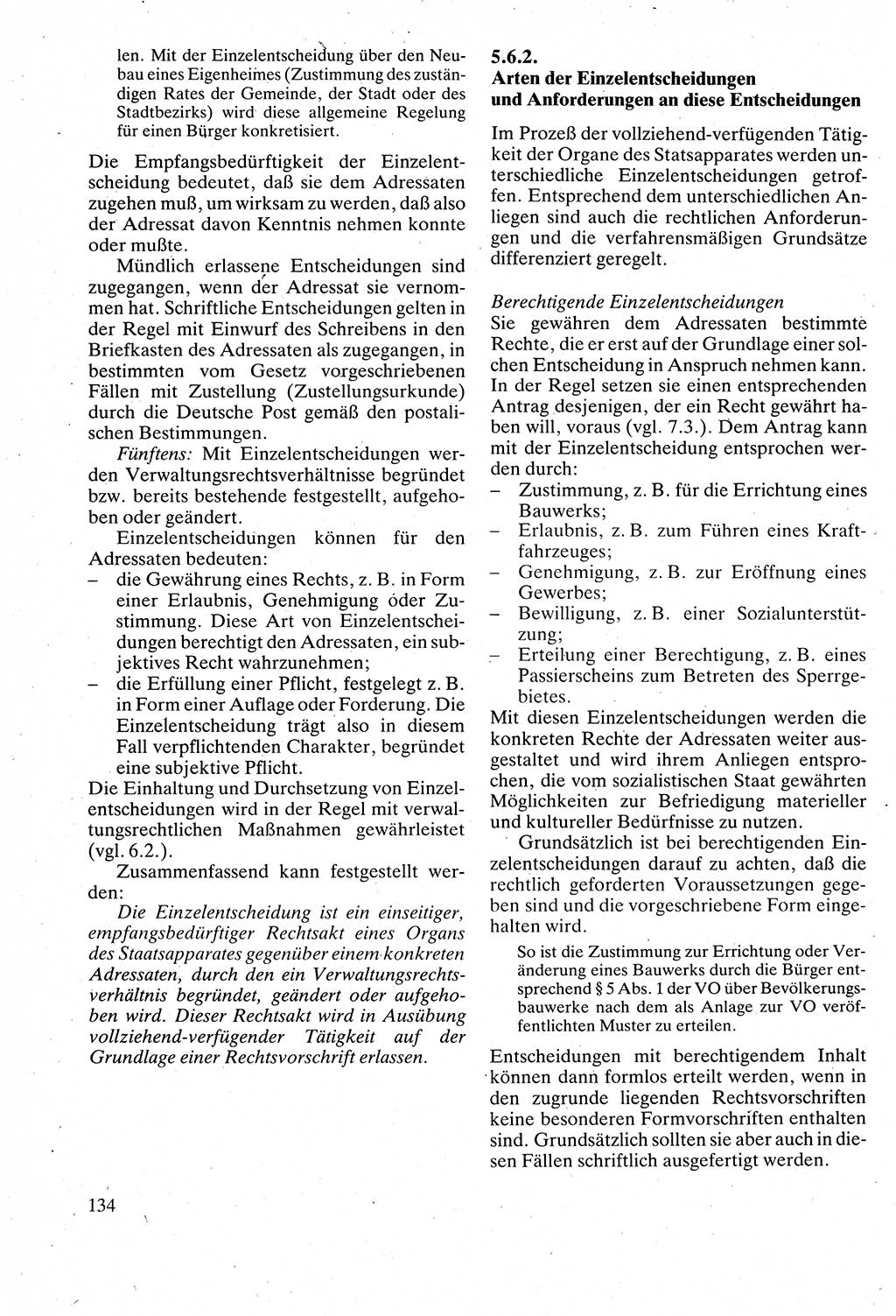 Verwaltungsrecht [Deutsche Demokratische Republik (DDR)], Lehrbuch 1988, Seite 134 (Verw.-R. DDR Lb. 1988, S. 134)
