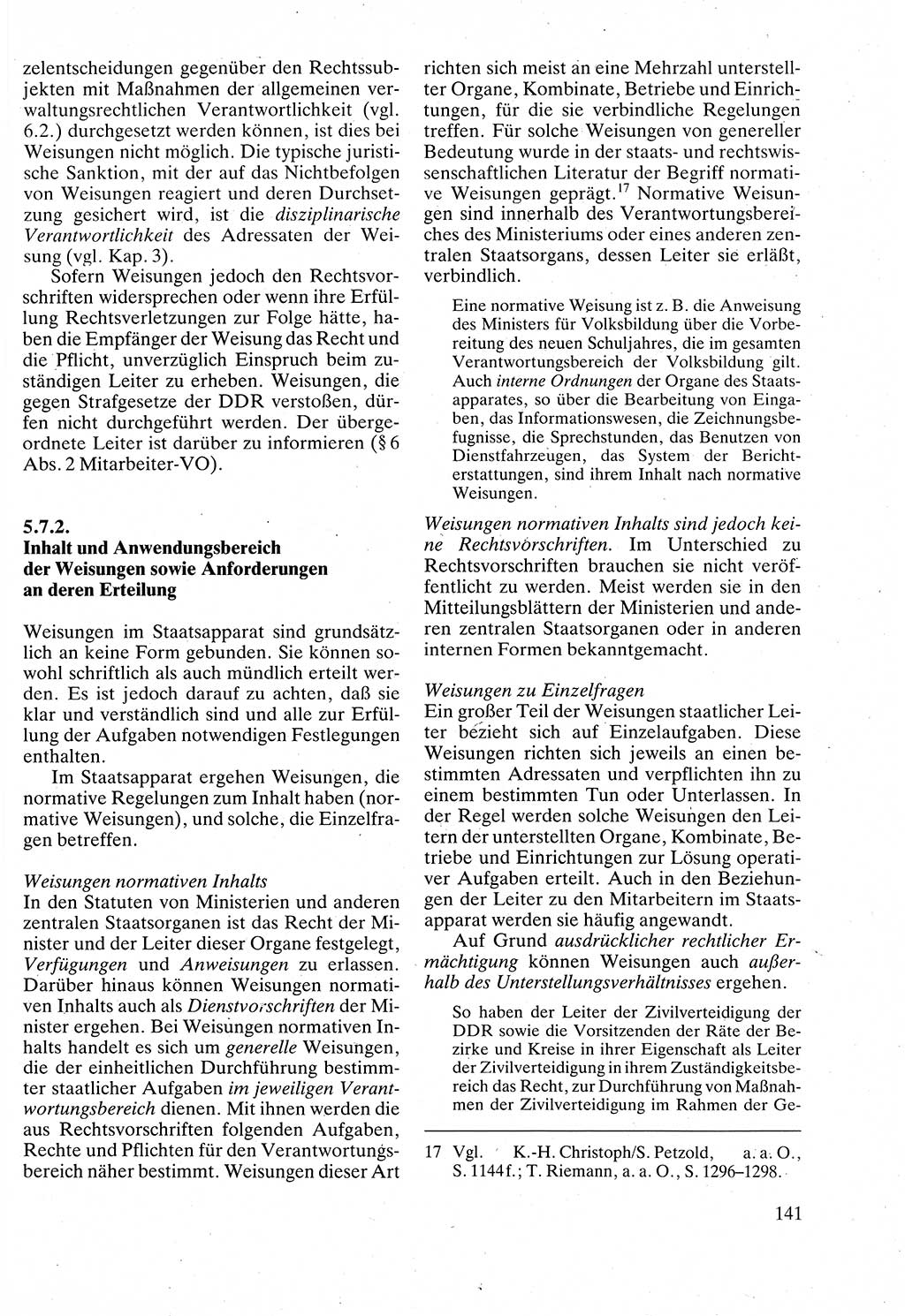Verwaltungsrecht [Deutsche Demokratische Republik (DDR)], Lehrbuch 1988, Seite 141 (Verw.-R. DDR Lb. 1988, S. 141)