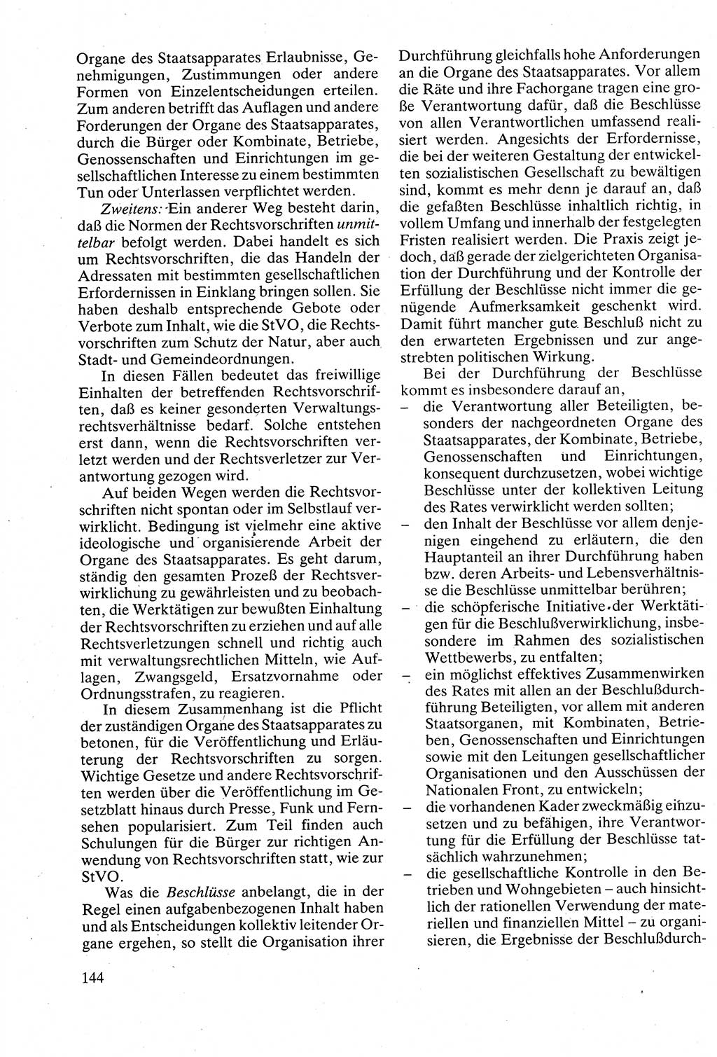 Verwaltungsrecht [Deutsche Demokratische Republik (DDR)], Lehrbuch 1988, Seite 144 (Verw.-R. DDR Lb. 1988, S. 144)