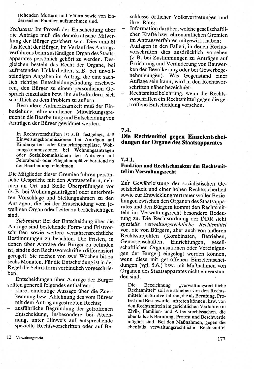 Verwaltungsrecht [Deutsche Demokratische Republik (DDR)], Lehrbuch 1988, Seite 177 (Verw.-R. DDR Lb. 1988, S. 177)