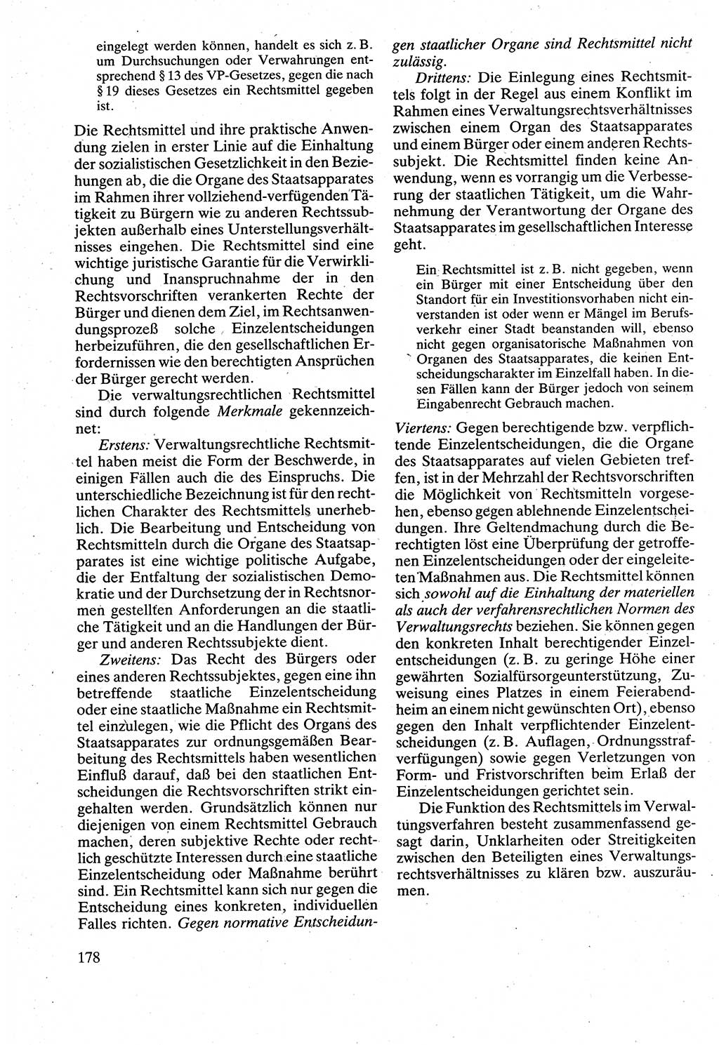 Verwaltungsrecht [Deutsche Demokratische Republik (DDR)], Lehrbuch 1988, Seite 178 (Verw.-R. DDR Lb. 1988, S. 178)
