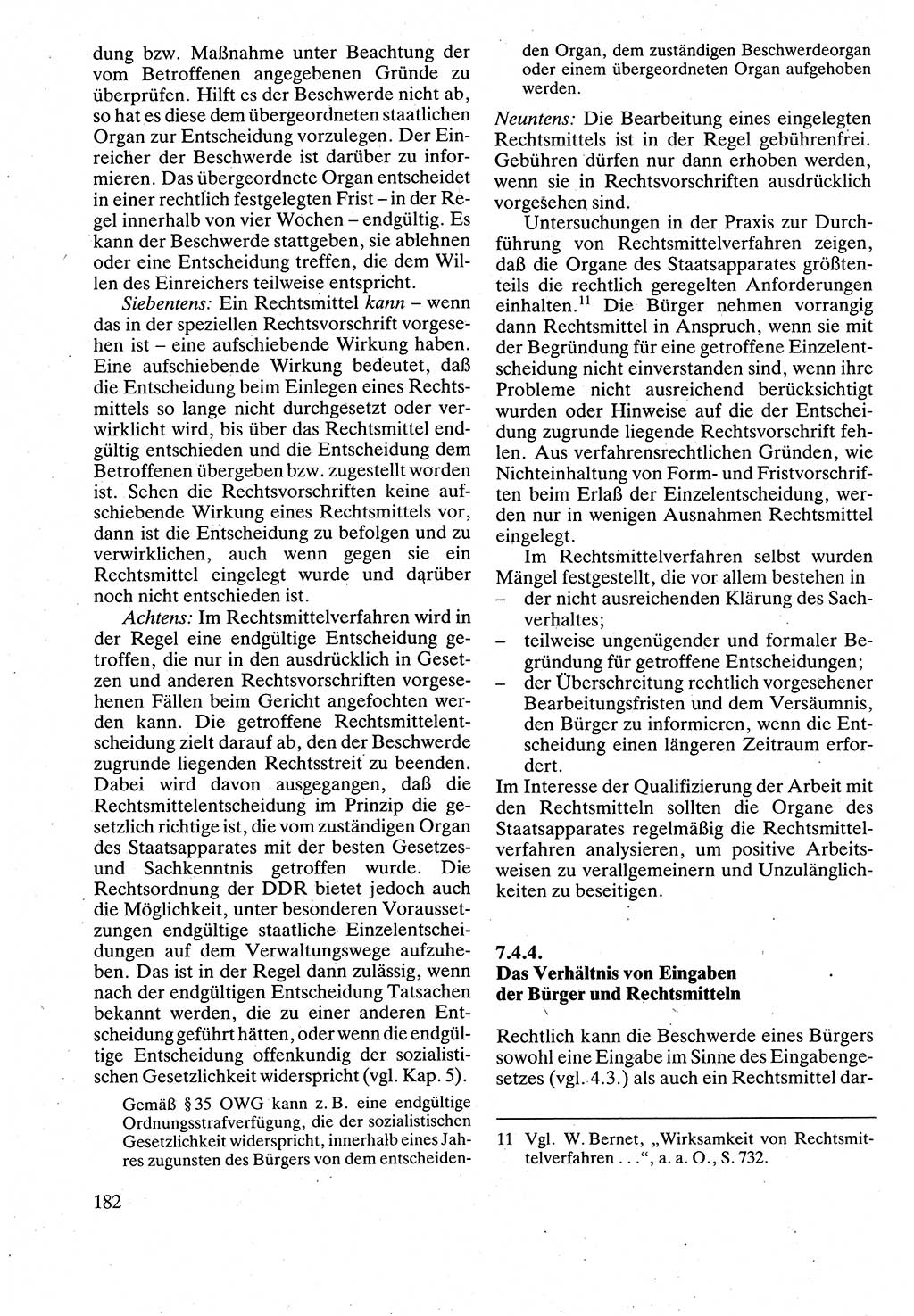 Verwaltungsrecht [Deutsche Demokratische Republik (DDR)], Lehrbuch 1988, Seite 182 (Verw.-R. DDR Lb. 1988, S. 182)