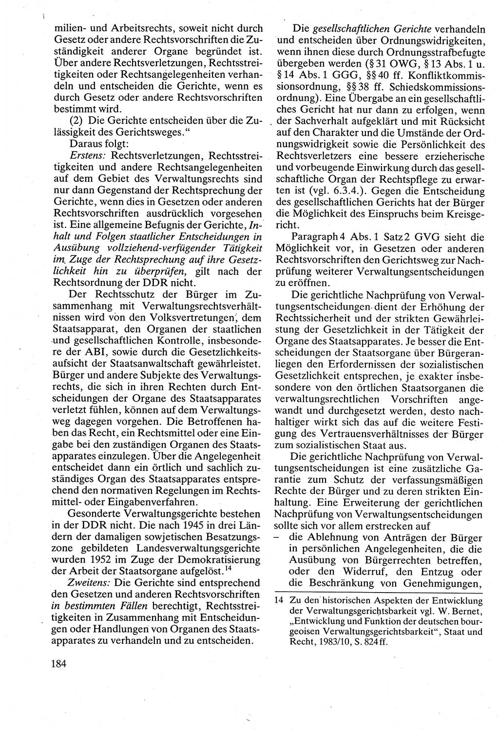 Verwaltungsrecht [Deutsche Demokratische Republik (DDR)], Lehrbuch 1988, Seite 184 (Verw.-R. DDR Lb. 1988, S. 184)