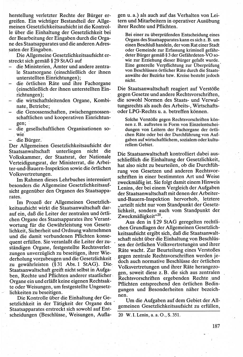 Verwaltungsrecht [Deutsche Demokratische Republik (DDR)], Lehrbuch 1988, Seite 187 (Verw.-R. DDR Lb. 1988, S. 187)