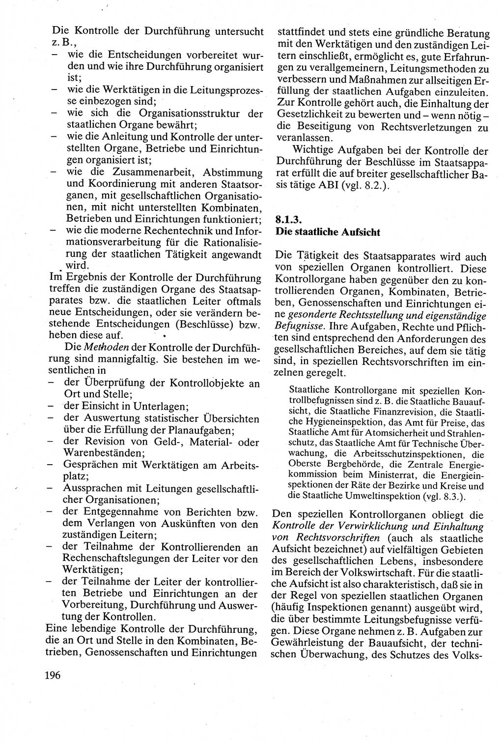 Verwaltungsrecht [Deutsche Demokratische Republik (DDR)], Lehrbuch 1988, Seite 196 (Verw.-R. DDR Lb. 1988, S. 196)