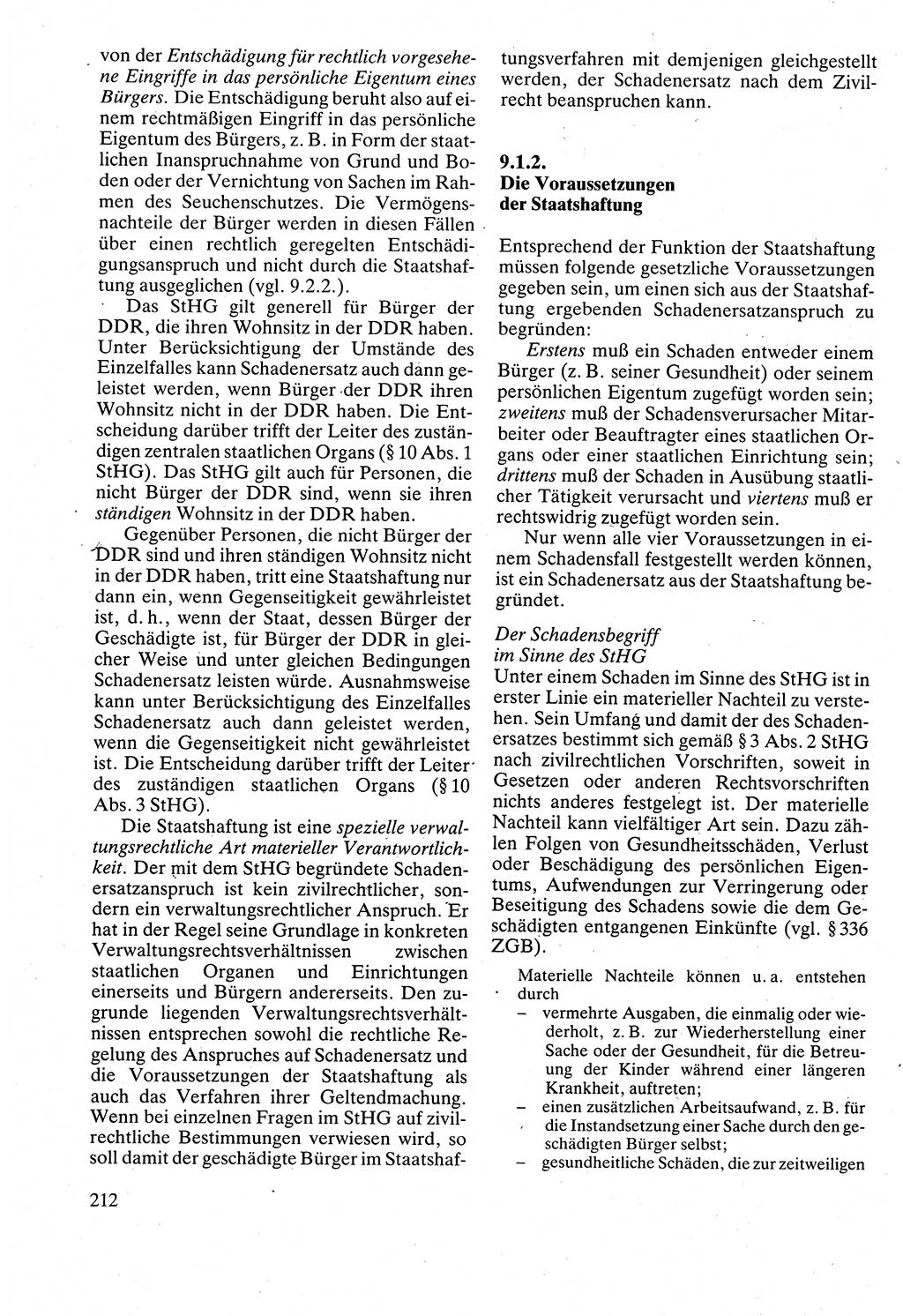 Verwaltungsrecht [Deutsche Demokratische Republik (DDR)], Lehrbuch 1988, Seite 212 (Verw.-R. DDR Lb. 1988, S. 212)