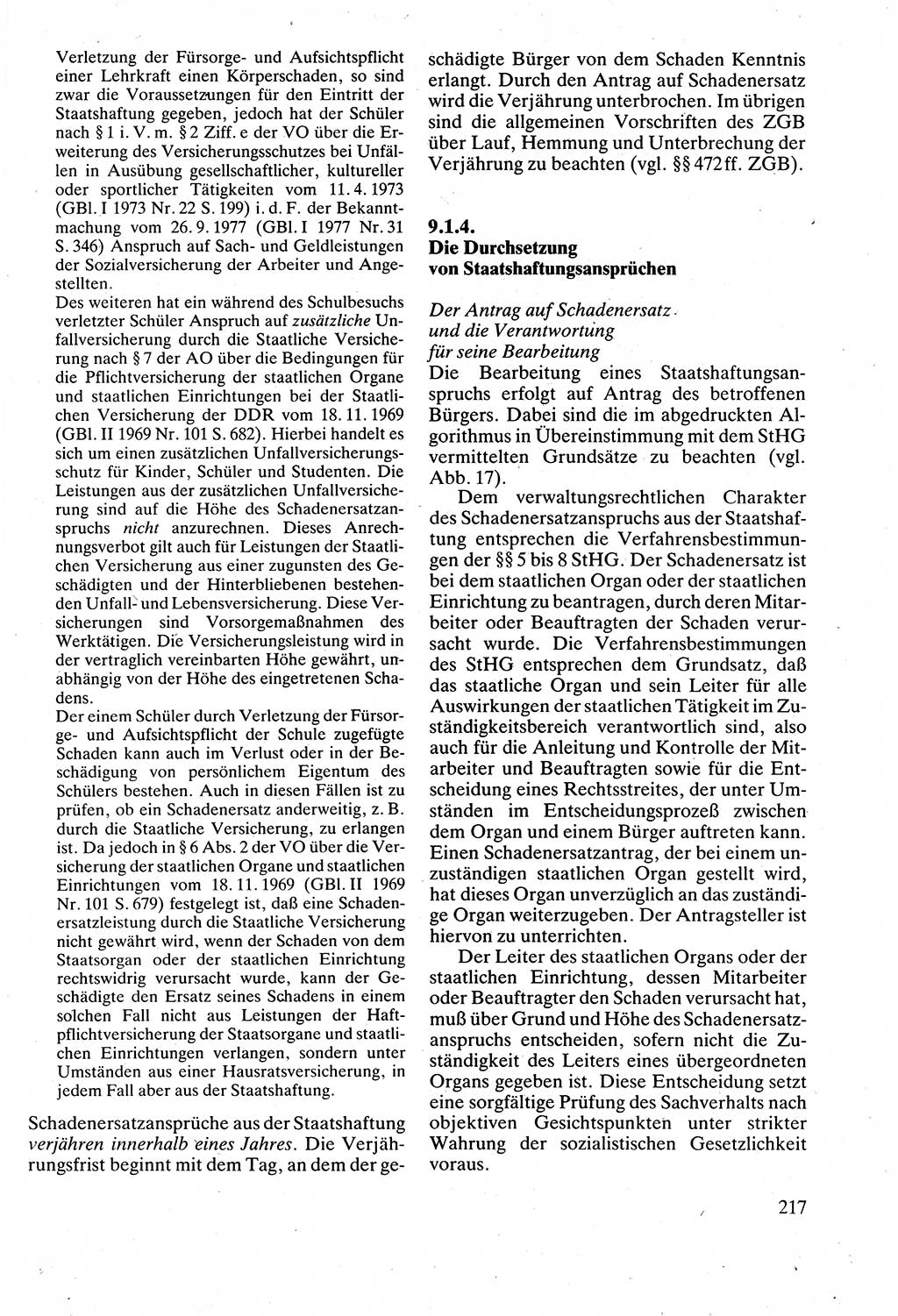 Verwaltungsrecht [Deutsche Demokratische Republik (DDR)], Lehrbuch 1988, Seite 217 (Verw.-R. DDR Lb. 1988, S. 217)