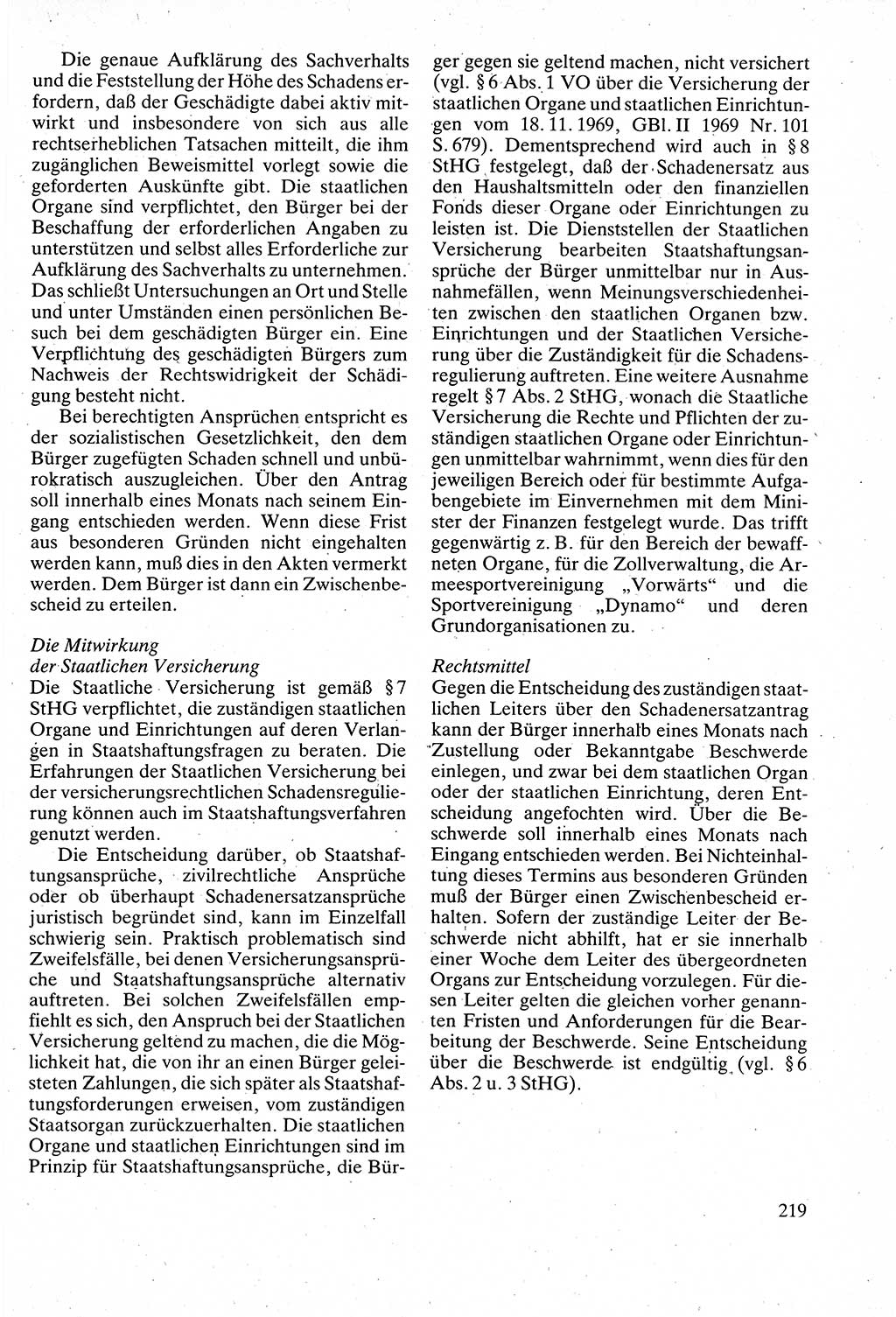 Verwaltungsrecht [Deutsche Demokratische Republik (DDR)], Lehrbuch 1988, Seite 219 (Verw.-R. DDR Lb. 1988, S. 219)