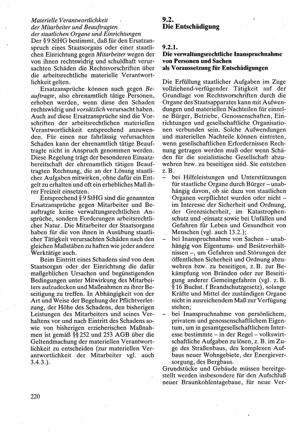Verwaltungsrecht [Deutsche Demokratische Republik (DDR)], Lehrbuch 1988, Seite 220 (Verw.-R. DDR Lb. 1988, S. 220)