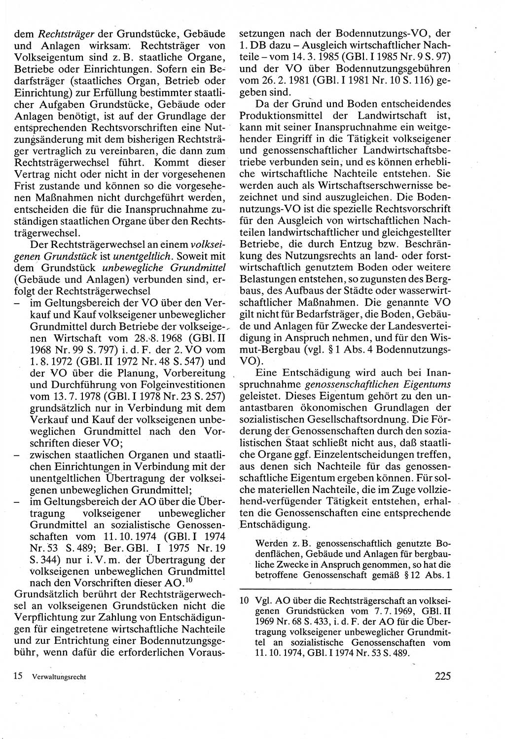 Verwaltungsrecht [Deutsche Demokratische Republik (DDR)], Lehrbuch 1988, Seite 225 (Verw.-R. DDR Lb. 1988, S. 225)