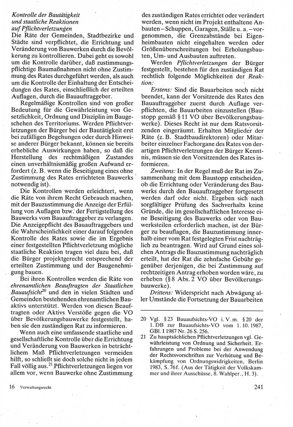 Verwaltungsrecht [Deutsche Demokratische Republik (DDR)], Lehrbuch 1988, Seite 241 (Verw.-R. DDR Lb. 1988, S. 241)