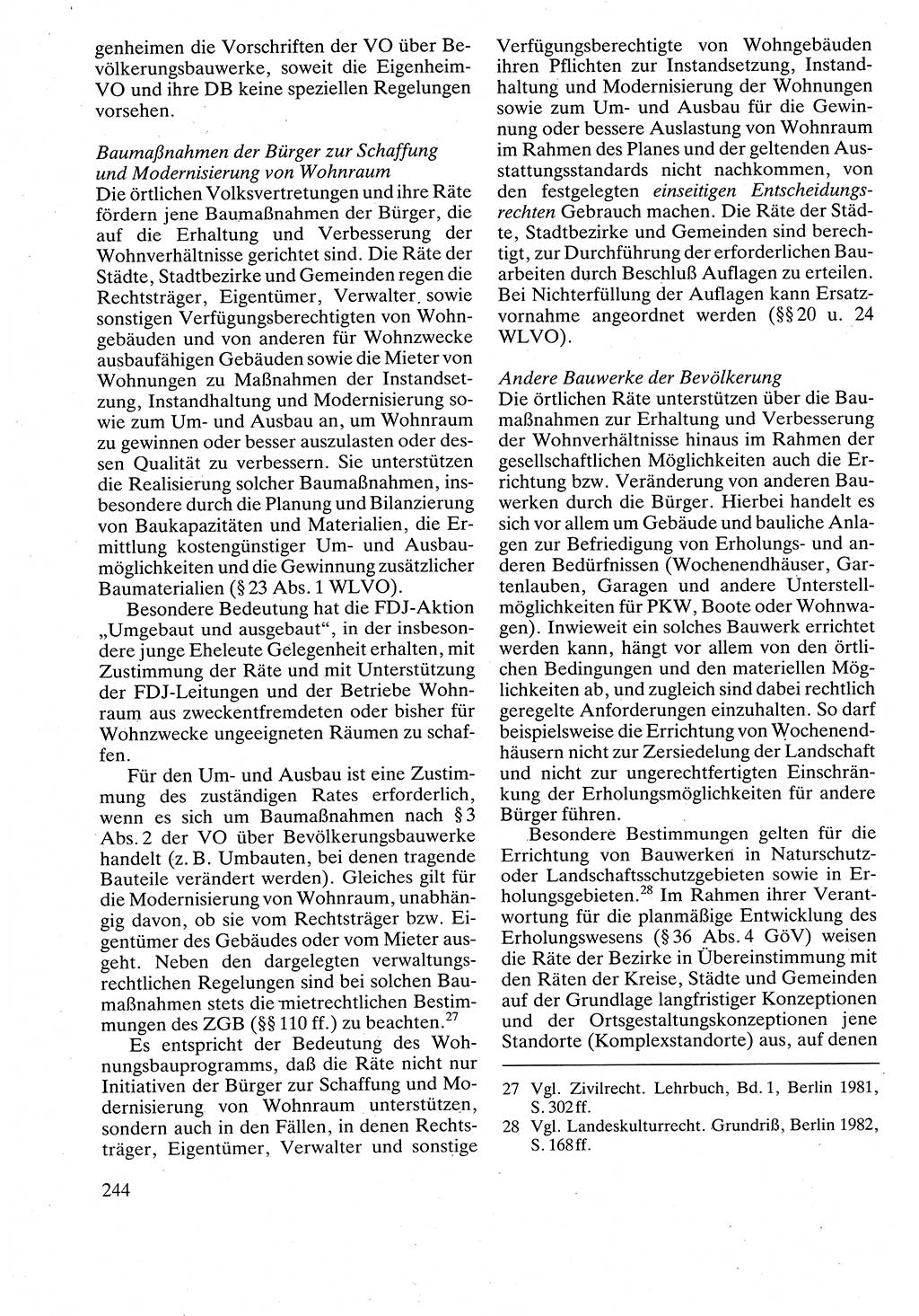 Verwaltungsrecht [Deutsche Demokratische Republik (DDR)], Lehrbuch 1988, Seite 244 (Verw.-R. DDR Lb. 1988, S. 244)