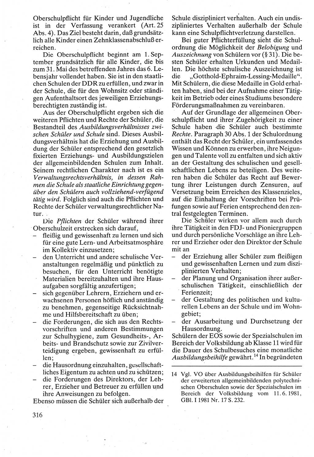 Verwaltungsrecht [Deutsche Demokratische Republik (DDR)], Lehrbuch 1988, Seite 316 (Verw.-R. DDR Lb. 1988, S. 316)