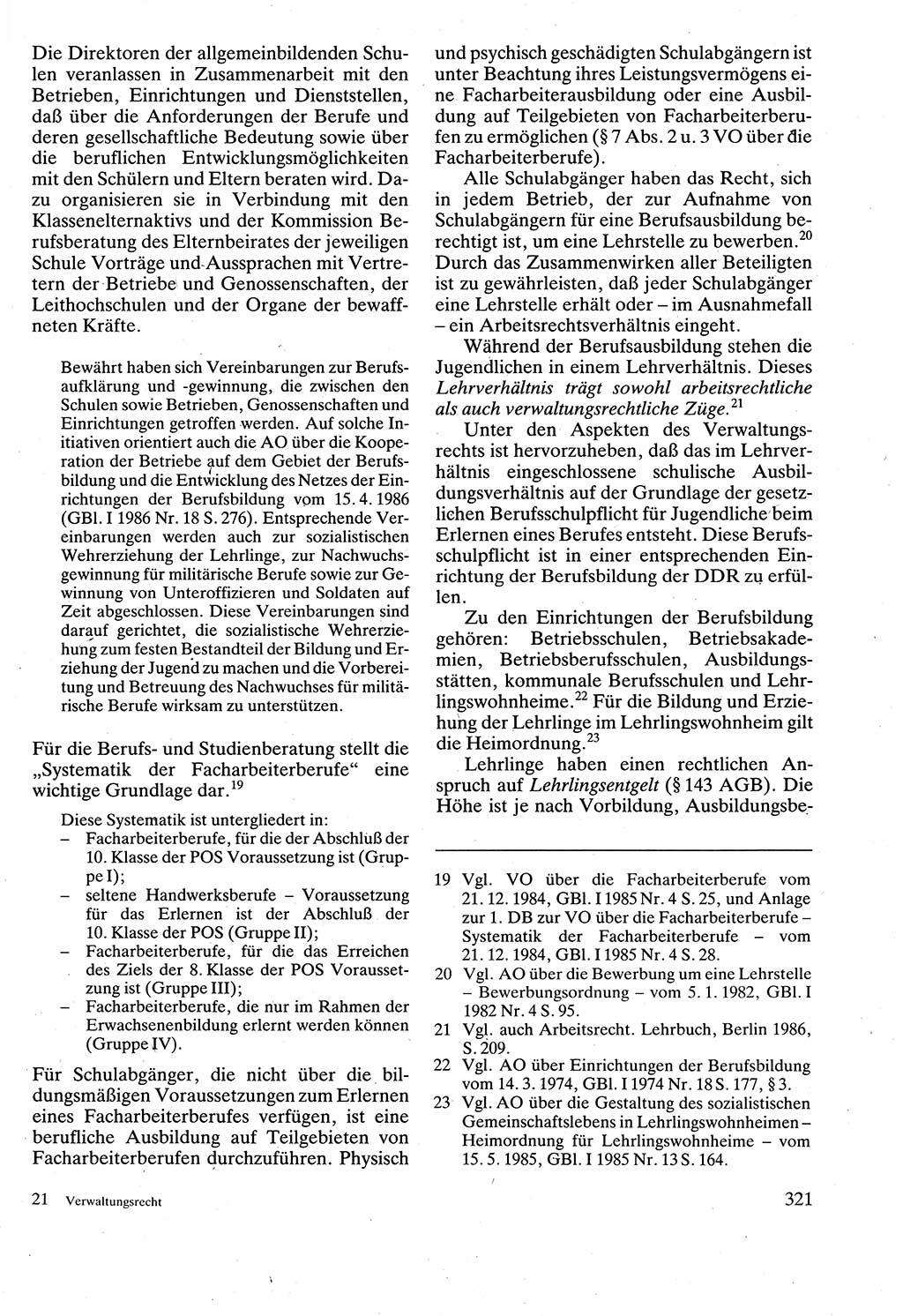 Verwaltungsrecht [Deutsche Demokratische Republik (DDR)], Lehrbuch 1988, Seite 321 (Verw.-R. DDR Lb. 1988, S. 321)