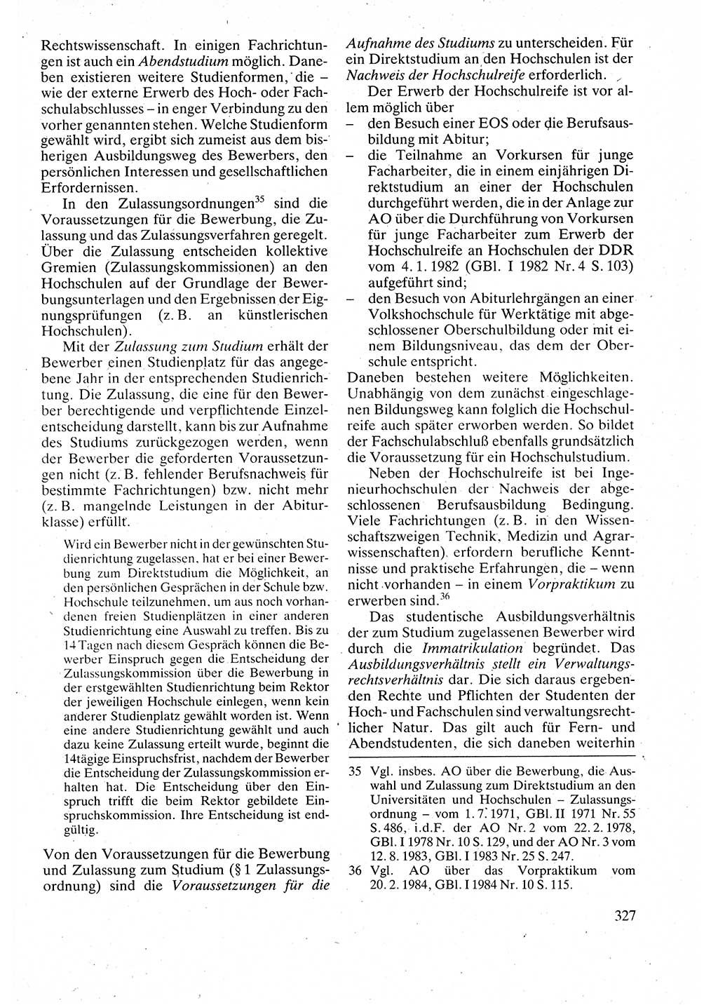 Verwaltungsrecht [Deutsche Demokratische Republik (DDR)], Lehrbuch 1988, Seite 327 (Verw.-R. DDR Lb. 1988, S. 327)