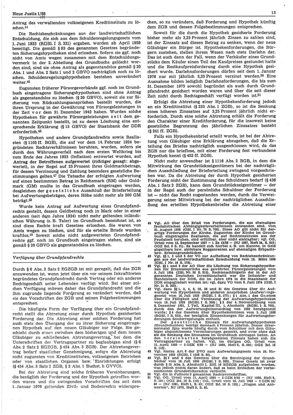 Neue Justiz (NJ), Zeitschrift für sozialistisches Recht und Gesetzlichkeit [Deutsche Demokratische Republik (DDR)], 42. Jahrgang 1988, Seite 13 (NJ DDR 1988, S. 13)