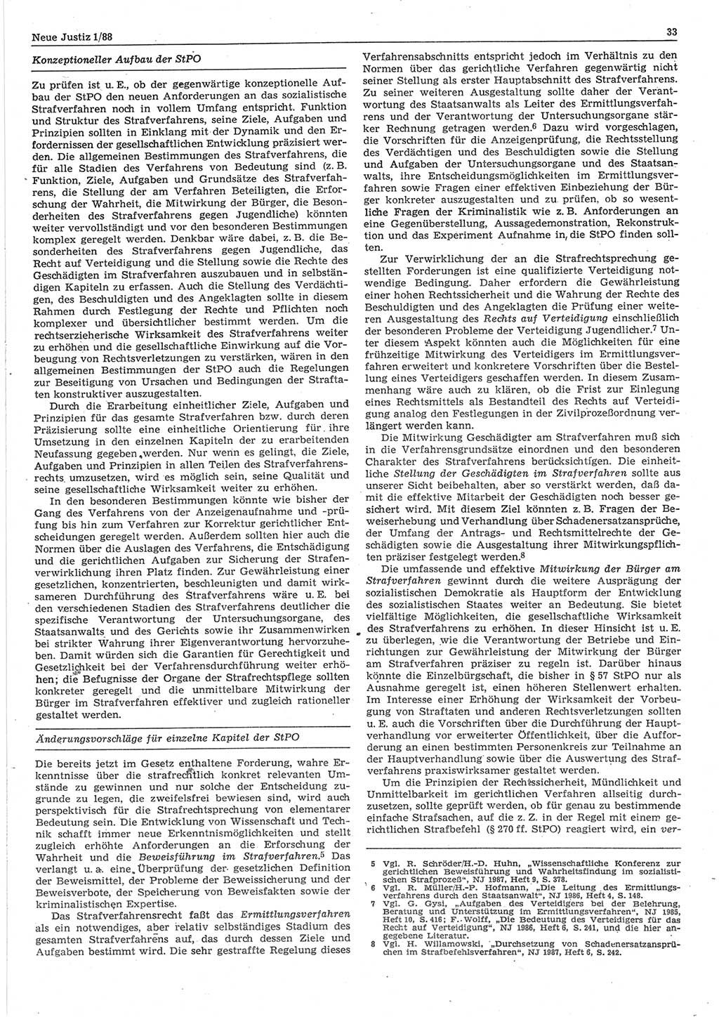 Neue Justiz (NJ), Zeitschrift für sozialistisches Recht und Gesetzlichkeit [Deutsche Demokratische Republik (DDR)], 42. Jahrgang 1988, Seite 33 (NJ DDR 1988, S. 33)