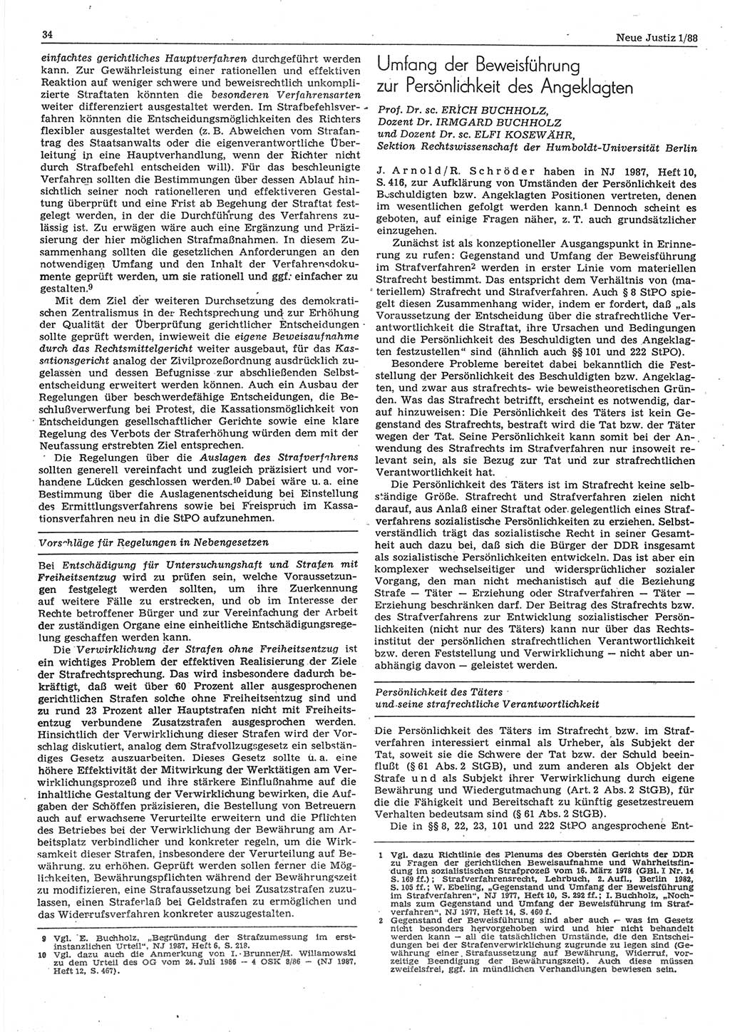 Neue Justiz (NJ), Zeitschrift für sozialistisches Recht und Gesetzlichkeit [Deutsche Demokratische Republik (DDR)], 42. Jahrgang 1988, Seite 34 (NJ DDR 1988, S. 34)