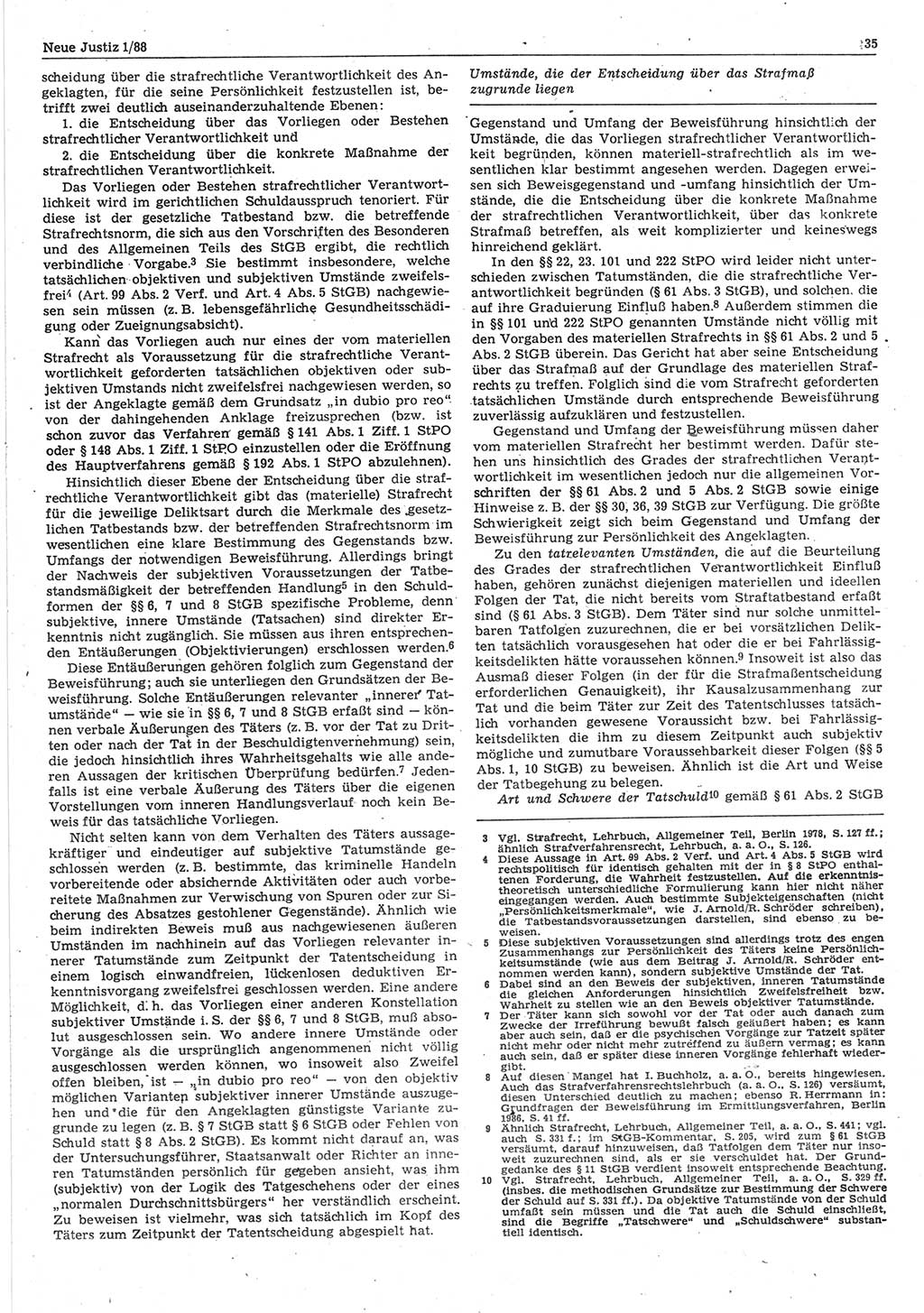 Neue Justiz (NJ), Zeitschrift für sozialistisches Recht und Gesetzlichkeit [Deutsche Demokratische Republik (DDR)], 42. Jahrgang 1988, Seite 35 (NJ DDR 1988, S. 35)