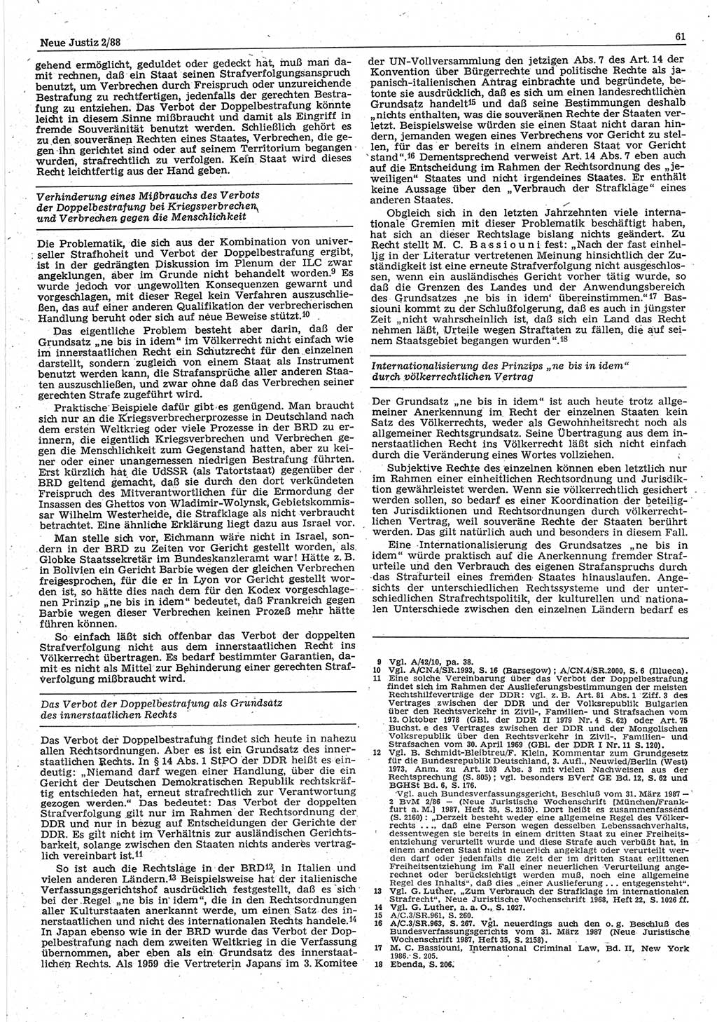 Neue Justiz (NJ), Zeitschrift für sozialistisches Recht und Gesetzlichkeit [Deutsche Demokratische Republik (DDR)], 42. Jahrgang 1988, Seite 61 (NJ DDR 1988, S. 61)