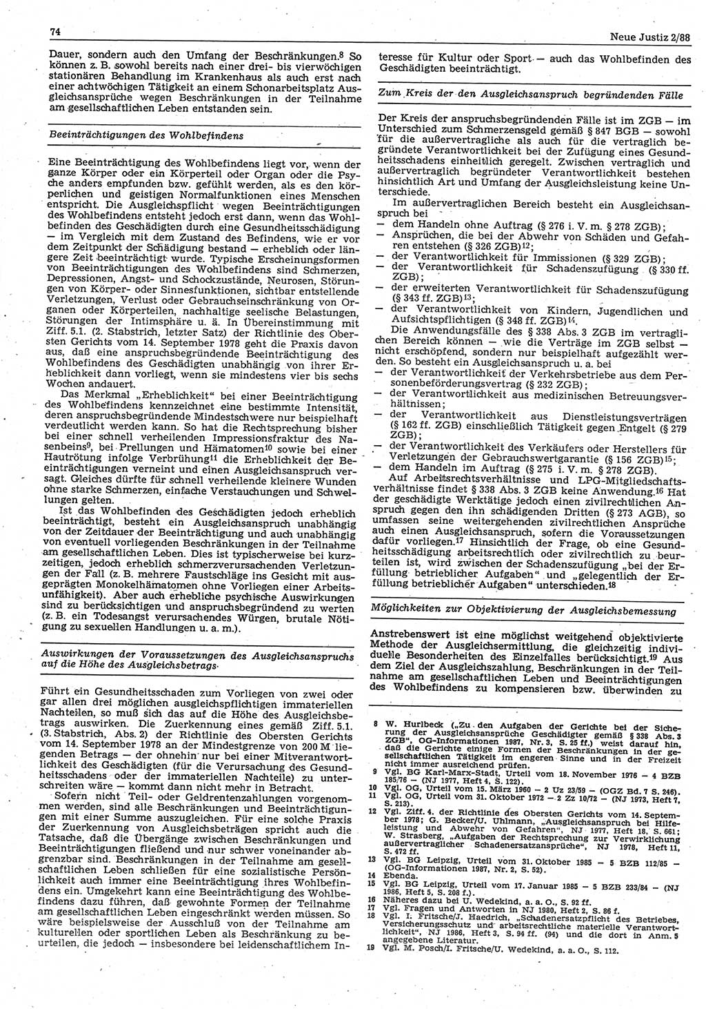 Neue Justiz (NJ), Zeitschrift für sozialistisches Recht und Gesetzlichkeit [Deutsche Demokratische Republik (DDR)], 42. Jahrgang 1988, Seite 74 (NJ DDR 1988, S. 74)