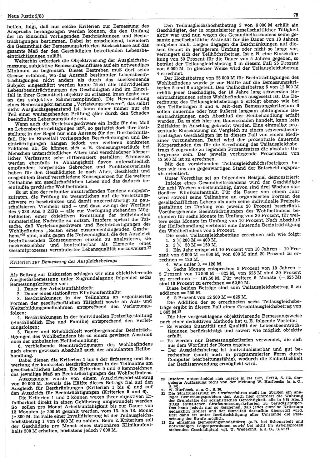 Neue Justiz (NJ), Zeitschrift für sozialistisches Recht und Gesetzlichkeit [Deutsche Demokratische Republik (DDR)], 42. Jahrgang 1988, Seite 75 (NJ DDR 1988, S. 75)