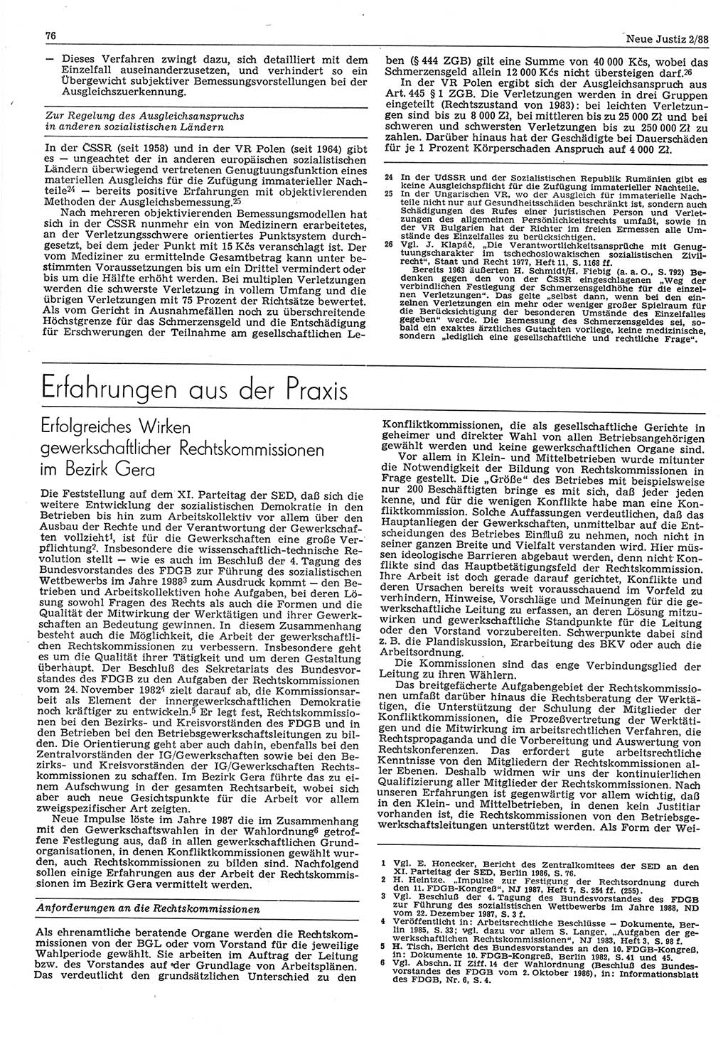 Neue Justiz (NJ), Zeitschrift für sozialistisches Recht und Gesetzlichkeit [Deutsche Demokratische Republik (DDR)], 42. Jahrgang 1988, Seite 76 (NJ DDR 1988, S. 76)