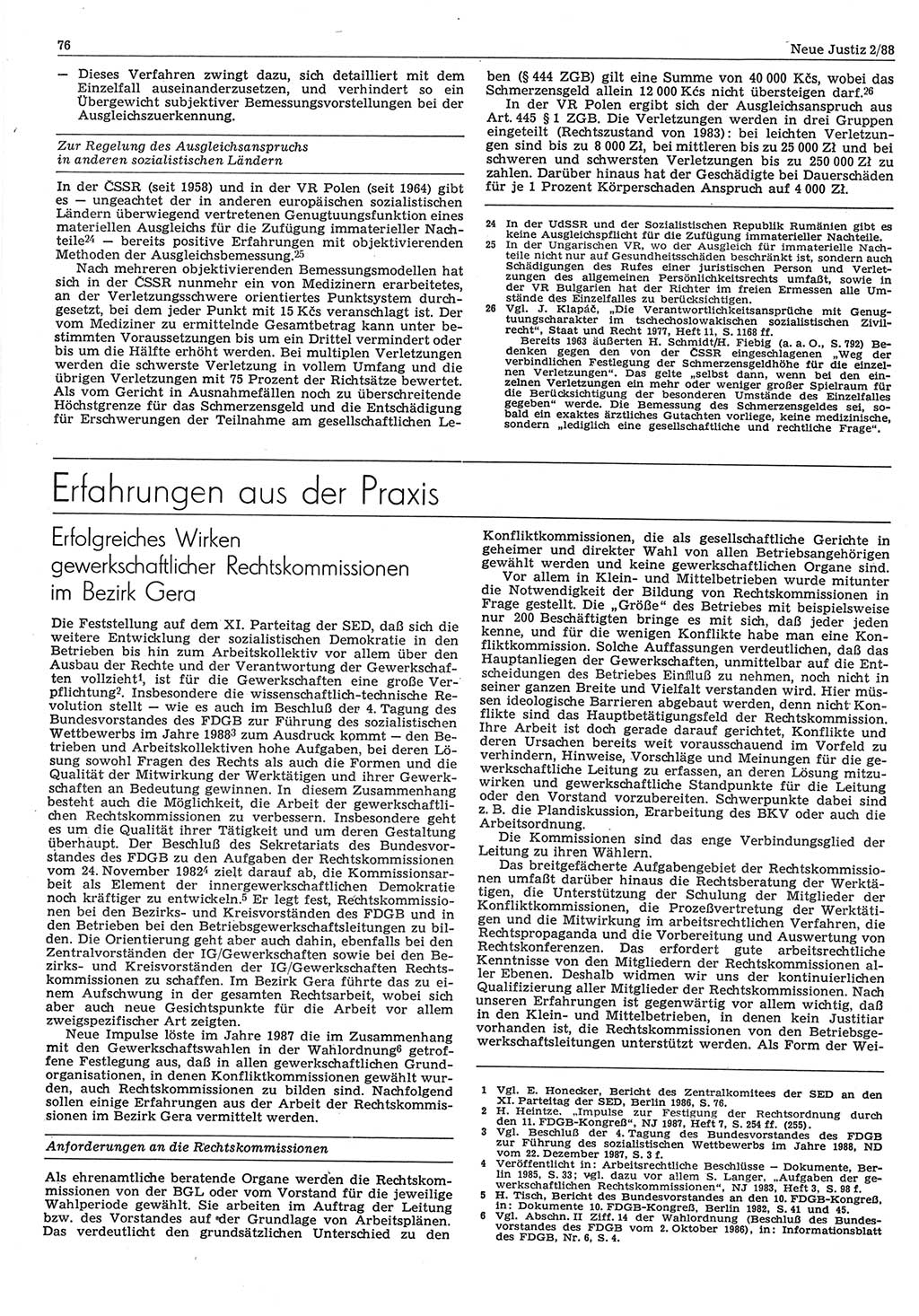 Neue Justiz (NJ), Zeitschrift für sozialistisches Recht und Gesetzlichkeit [Deutsche Demokratische Republik (DDR)], 42. Jahrgang 1988, Seite 76 (NJ DDR 1988, S. 76)