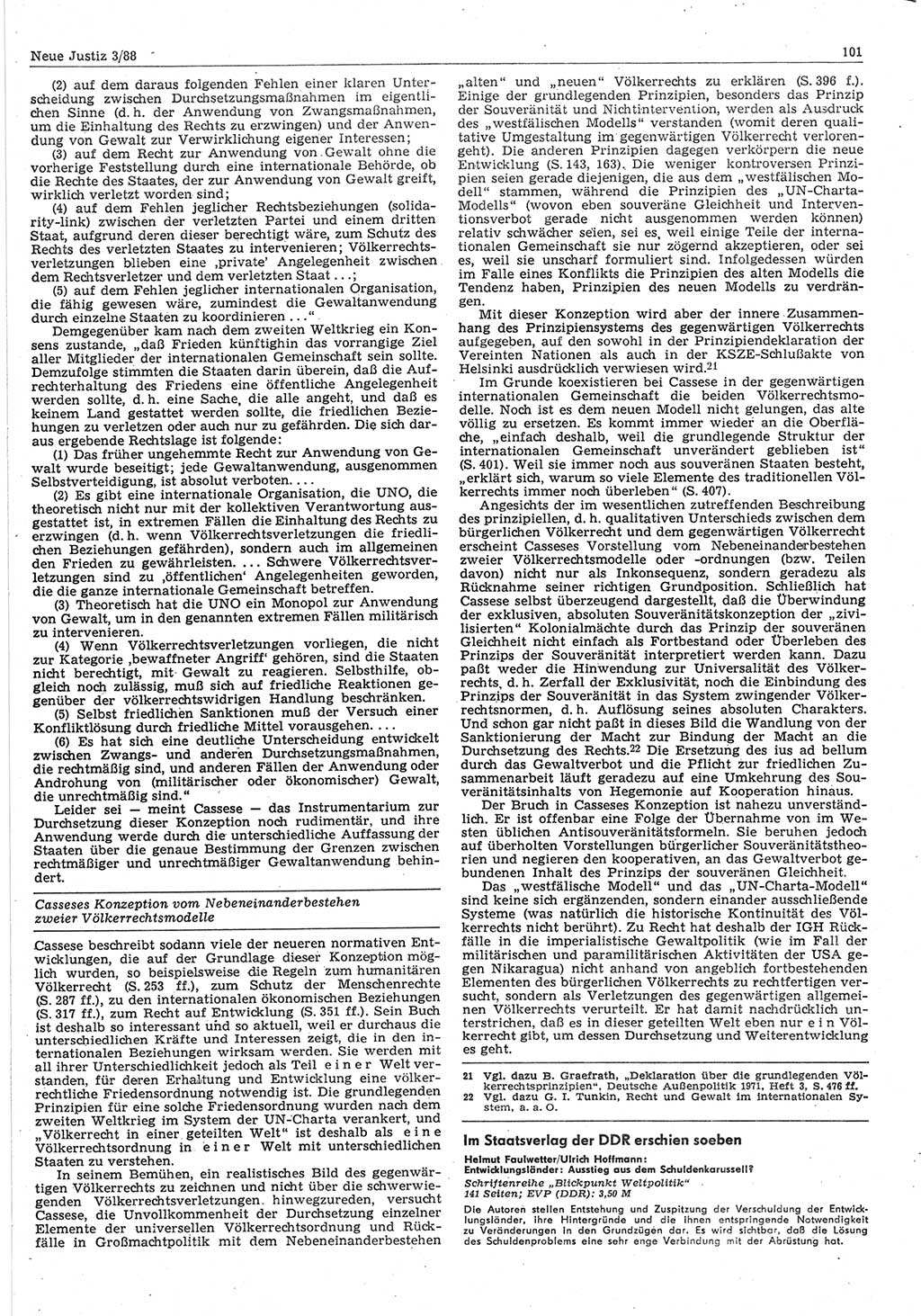 Neue Justiz (NJ), Zeitschrift für sozialistisches Recht und Gesetzlichkeit [Deutsche Demokratische Republik (DDR)], 42. Jahrgang 1988, Seite 101 (NJ DDR 1988, S. 101)