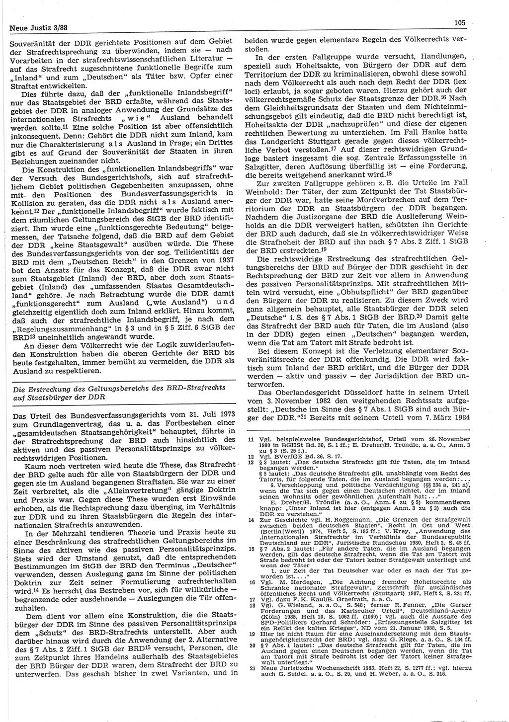 Neue Justiz (NJ), Zeitschrift für sozialistisches Recht und Gesetzlichkeit [Deutsche Demokratische Republik (DDR)], 42. Jahrgang 1988, Seite 105 (NJ DDR 1988, S. 105)