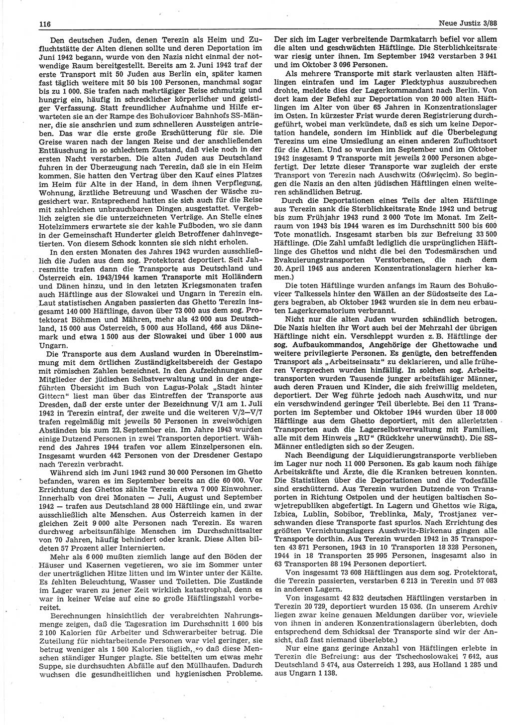 Neue Justiz (NJ), Zeitschrift für sozialistisches Recht und Gesetzlichkeit [Deutsche Demokratische Republik (DDR)], 42. Jahrgang 1988, Seite 116 (NJ DDR 1988, S. 116)