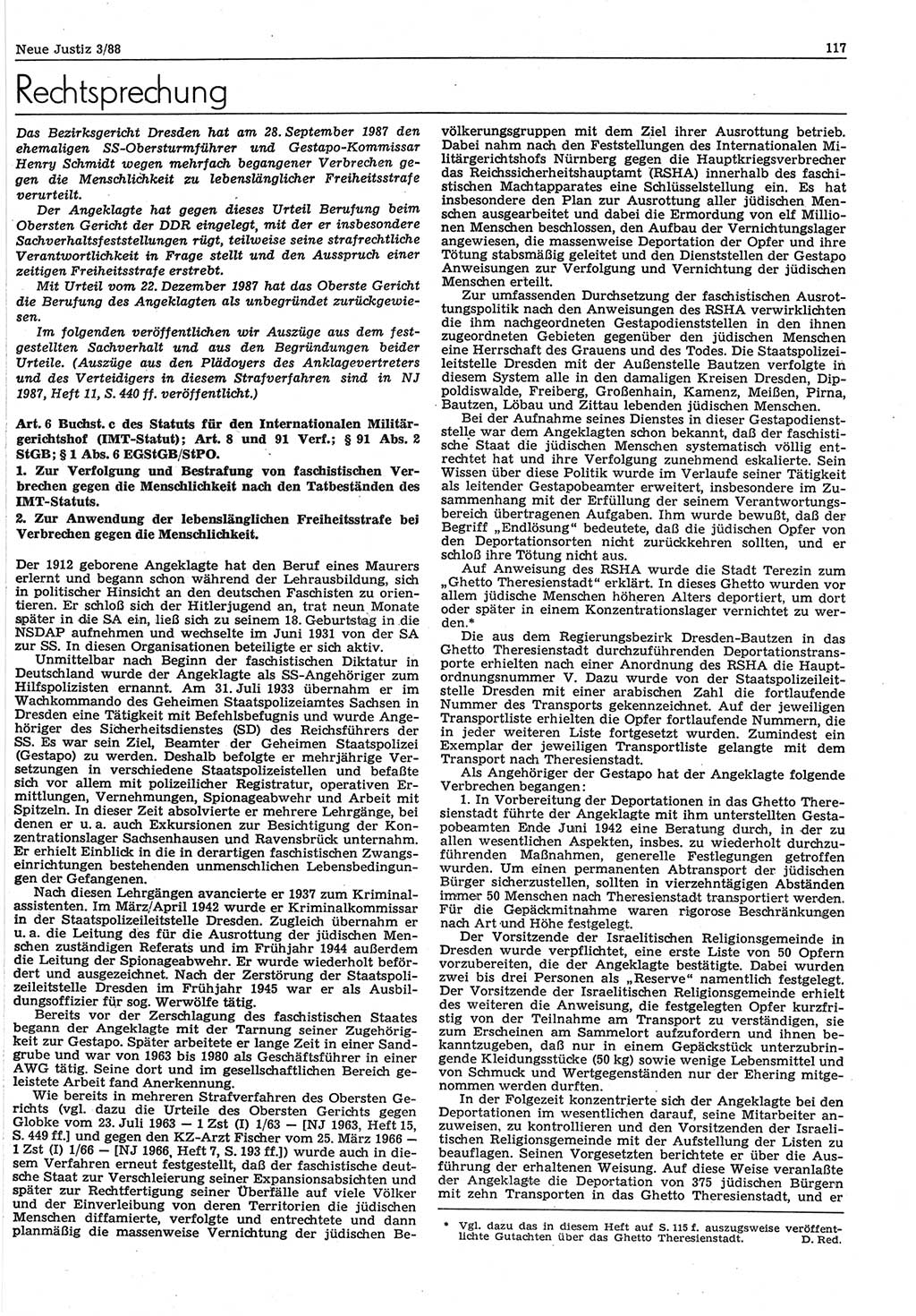 Neue Justiz (NJ), Zeitschrift für sozialistisches Recht und Gesetzlichkeit [Deutsche Demokratische Republik (DDR)], 42. Jahrgang 1988, Seite 117 (NJ DDR 1988, S. 117)