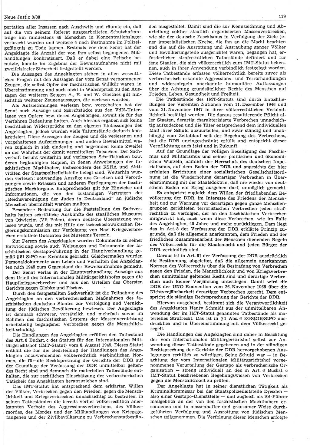 Neue Justiz (NJ), Zeitschrift für sozialistisches Recht und Gesetzlichkeit [Deutsche Demokratische Republik (DDR)], 42. Jahrgang 1988, Seite 119 (NJ DDR 1988, S. 119)