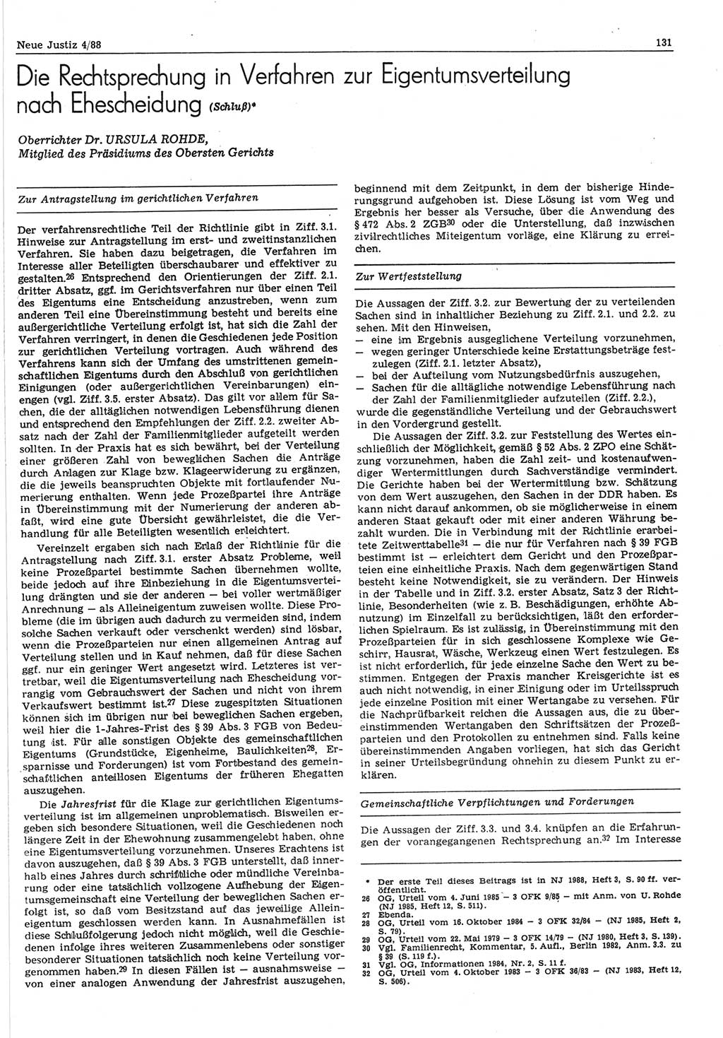 Neue Justiz (NJ), Zeitschrift für sozialistisches Recht und Gesetzlichkeit [Deutsche Demokratische Republik (DDR)], 42. Jahrgang 1988, Seite 131 (NJ DDR 1988, S. 131)