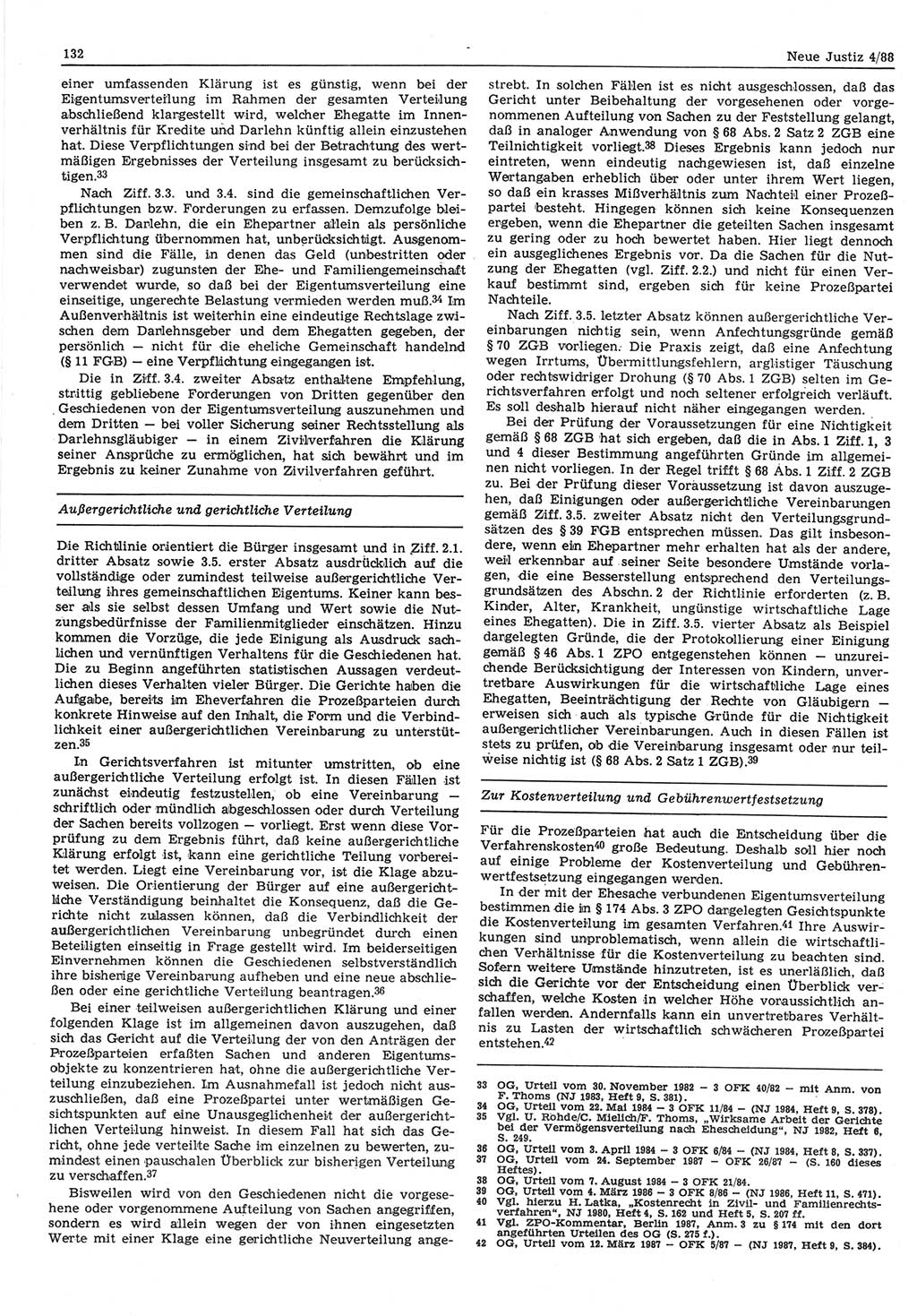 Neue Justiz (NJ), Zeitschrift für sozialistisches Recht und Gesetzlichkeit [Deutsche Demokratische Republik (DDR)], 42. Jahrgang 1988, Seite 132 (NJ DDR 1988, S. 132)