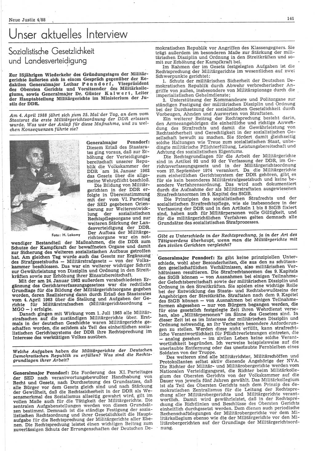 Neue Justiz (NJ), Zeitschrift für sozialistisches Recht und Gesetzlichkeit [Deutsche Demokratische Republik (DDR)], 42. Jahrgang 1988, Seite 141 (NJ DDR 1988, S. 141)