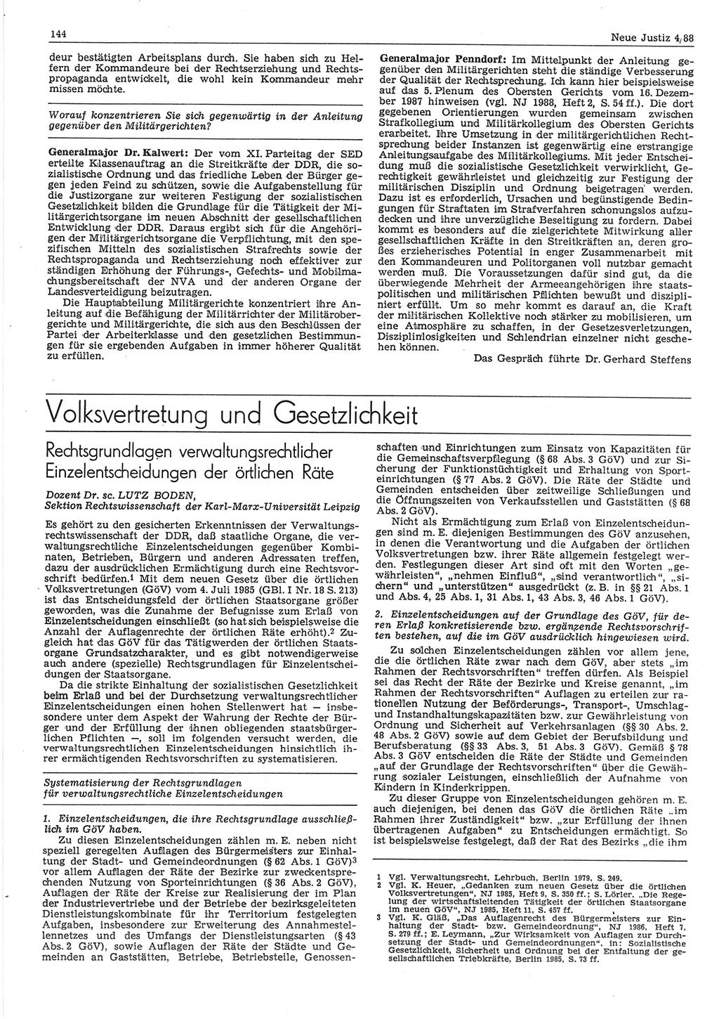 Neue Justiz (NJ), Zeitschrift für sozialistisches Recht und Gesetzlichkeit [Deutsche Demokratische Republik (DDR)], 42. Jahrgang 1988, Seite 144 (NJ DDR 1988, S. 144)