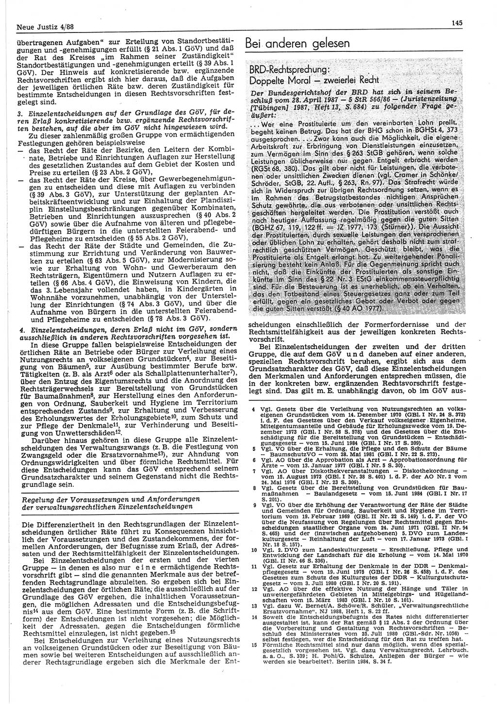 Neue Justiz (NJ), Zeitschrift für sozialistisches Recht und Gesetzlichkeit [Deutsche Demokratische Republik (DDR)], 42. Jahrgang 1988, Seite 145 (NJ DDR 1988, S. 145)