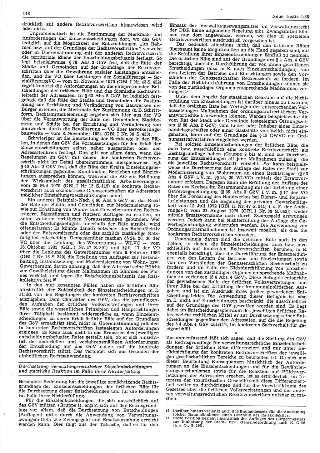 Neue Justiz (NJ), Zeitschrift für sozialistisches Recht und Gesetzlichkeit [Deutsche Demokratische Republik (DDR)], 42. Jahrgang 1988, Seite 146 (NJ DDR 1988, S. 146)