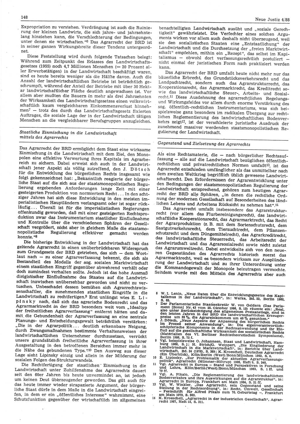 Neue Justiz (NJ), Zeitschrift für sozialistisches Recht und Gesetzlichkeit [Deutsche Demokratische Republik (DDR)], 42. Jahrgang 1988, Seite 148 (NJ DDR 1988, S. 148)