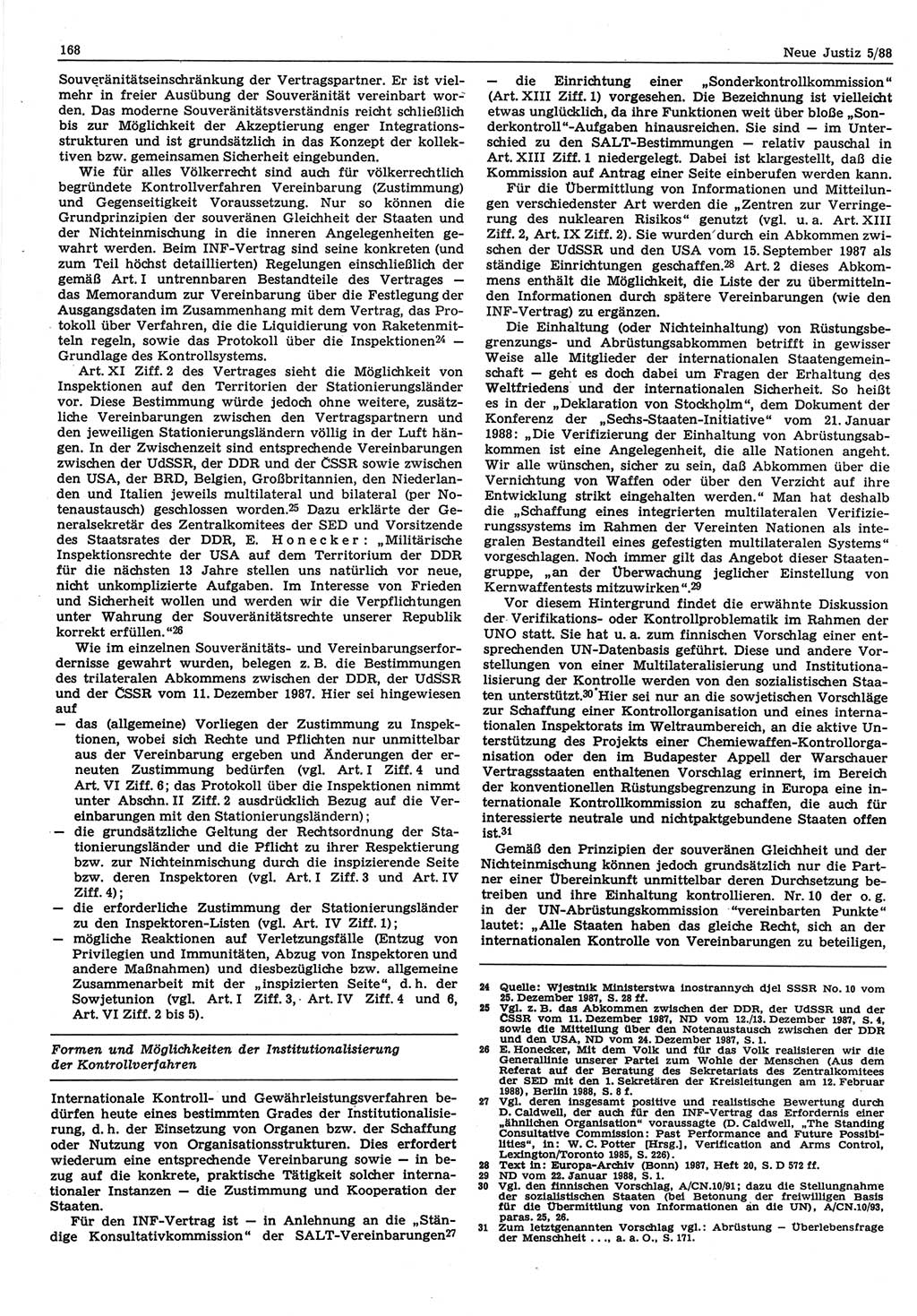 Neue Justiz (NJ), Zeitschrift für sozialistisches Recht und Gesetzlichkeit [Deutsche Demokratische Republik (DDR)], 42. Jahrgang 1988, Seite 168 (NJ DDR 1988, S. 168)