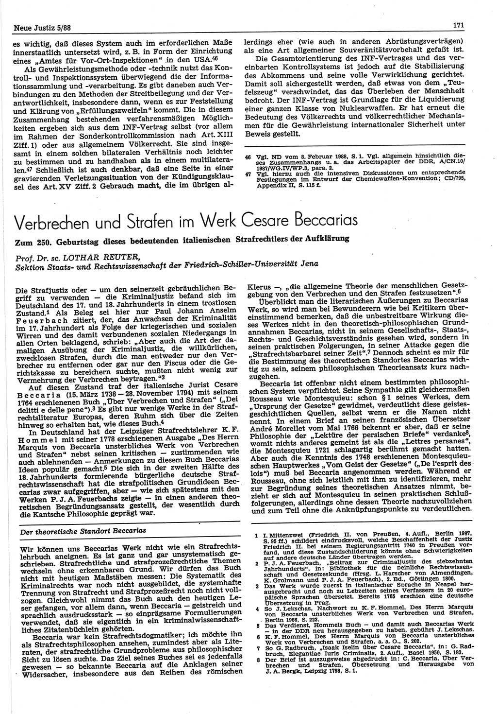 Neue Justiz (NJ), Zeitschrift für sozialistisches Recht und Gesetzlichkeit [Deutsche Demokratische Republik (DDR)], 42. Jahrgang 1988, Seite 171 (NJ DDR 1988, S. 171)