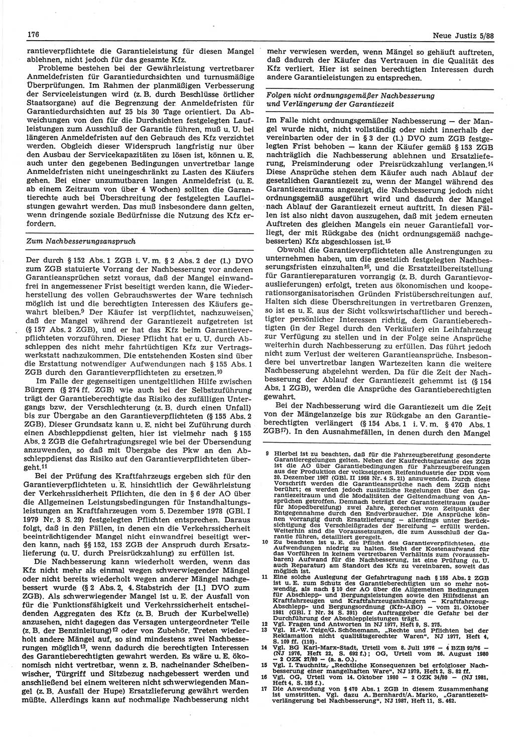 Neue Justiz (NJ), Zeitschrift für sozialistisches Recht und Gesetzlichkeit [Deutsche Demokratische Republik (DDR)], 42. Jahrgang 1988, Seite 176 (NJ DDR 1988, S. 176)
