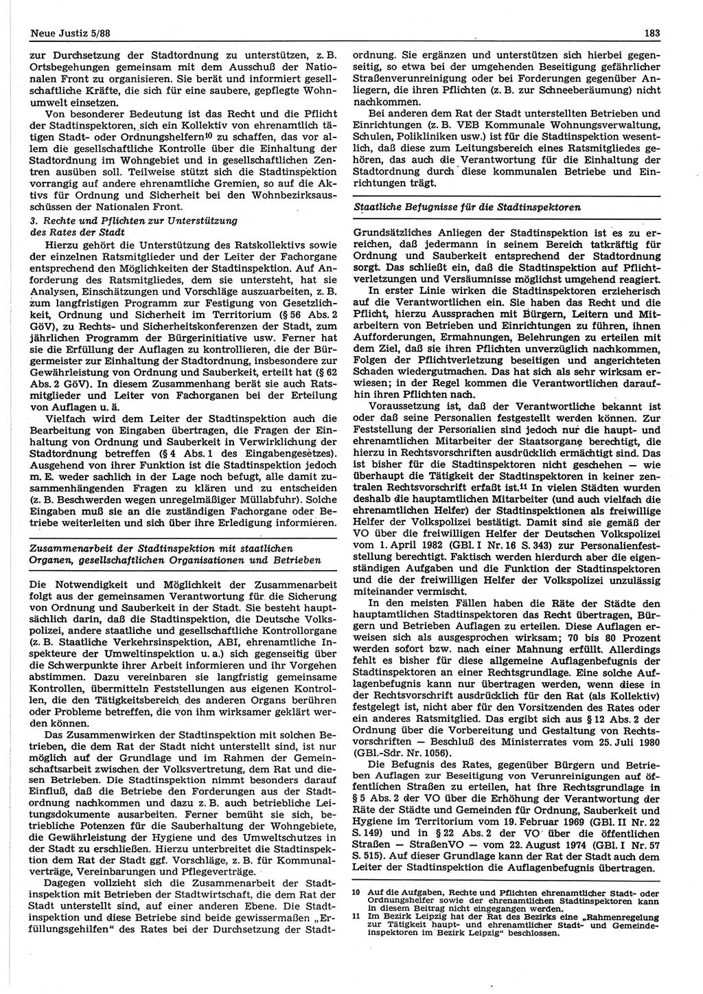 Neue Justiz (NJ), Zeitschrift für sozialistisches Recht und Gesetzlichkeit [Deutsche Demokratische Republik (DDR)], 42. Jahrgang 1988, Seite 183 (NJ DDR 1988, S. 183)