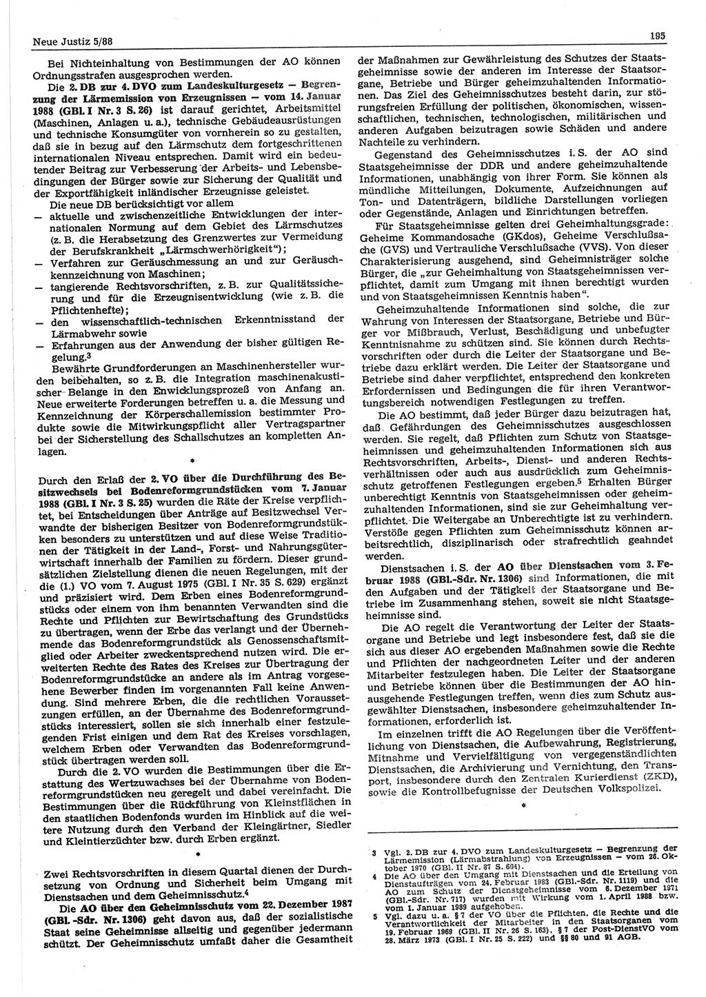 Neue Justiz (NJ), Zeitschrift für sozialistisches Recht und Gesetzlichkeit [Deutsche Demokratische Republik (DDR)], 42. Jahrgang 1988, Seite 195 (NJ DDR 1988, S. 195)