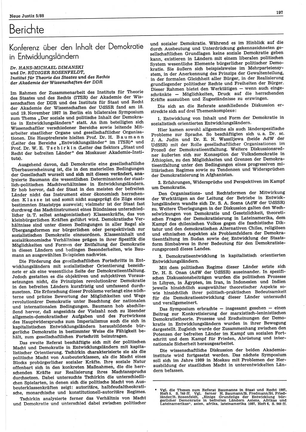 Neue Justiz (NJ), Zeitschrift für sozialistisches Recht und Gesetzlichkeit [Deutsche Demokratische Republik (DDR)], 42. Jahrgang 1988, Seite 197 (NJ DDR 1988, S. 197)
