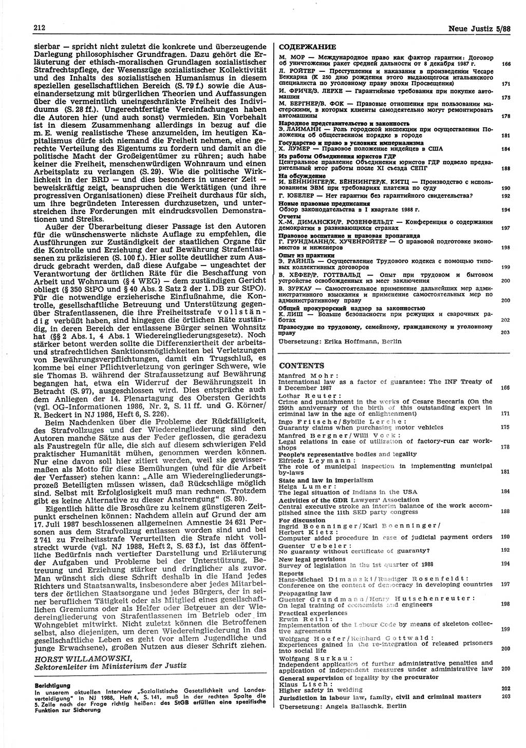 Neue Justiz (NJ), Zeitschrift für sozialistisches Recht und Gesetzlichkeit [Deutsche Demokratische Republik (DDR)], 42. Jahrgang 1988, Seite 212 (NJ DDR 1988, S. 212)